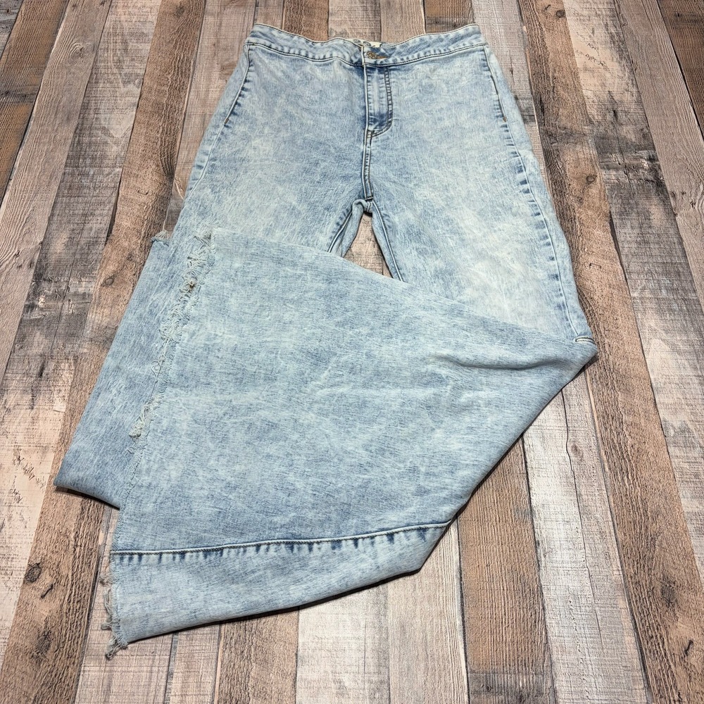 Free People We The Free Just Float On Flare Jeans Women 29 Blue Acid Wash Boho